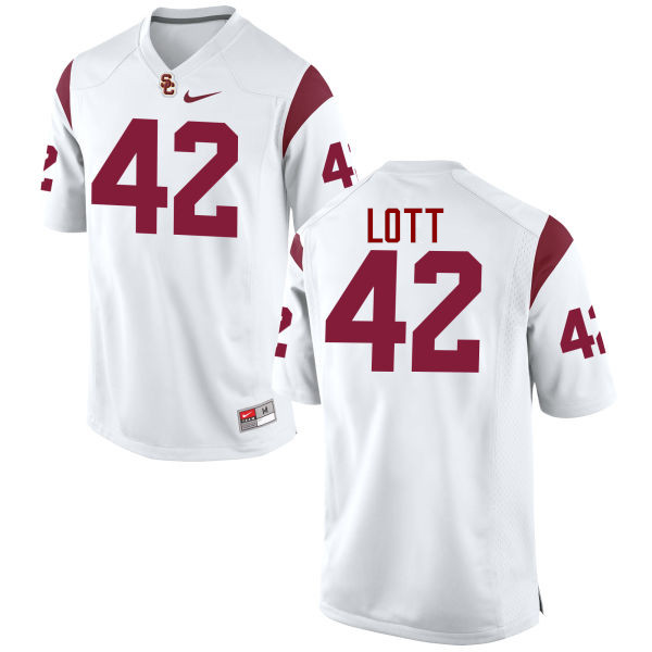 Men #42 Ronnie Lott USC Trojans College Football Jerseys-White